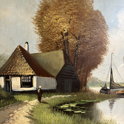 Detailed Landscape Oil Painting "Thatched Cottage" Original Artwork Holland Art Shop