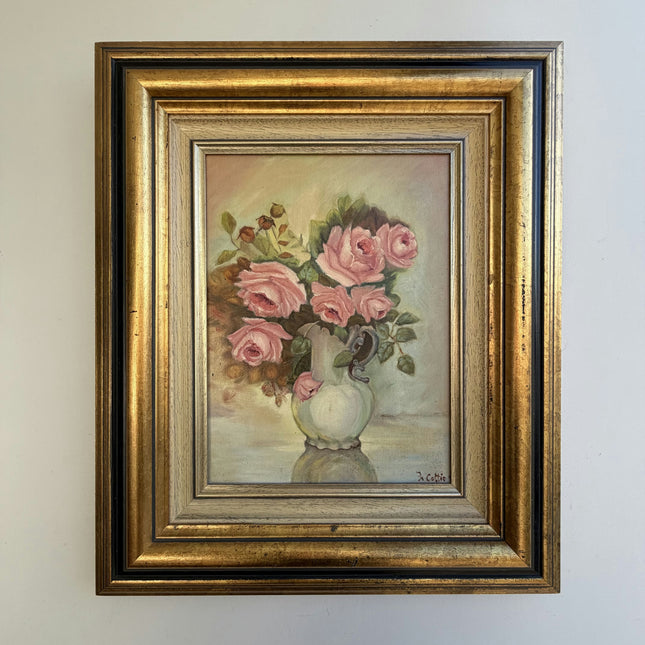 Traditional Floral Still Life Oil Painting "Pink Roses" Elegant Artwork Holland Art Shop