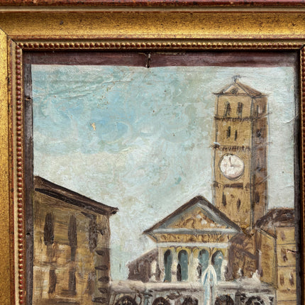 Original Cityscape Oil Painting "Central Fountain" Detailed Small Art Holland Art Shop