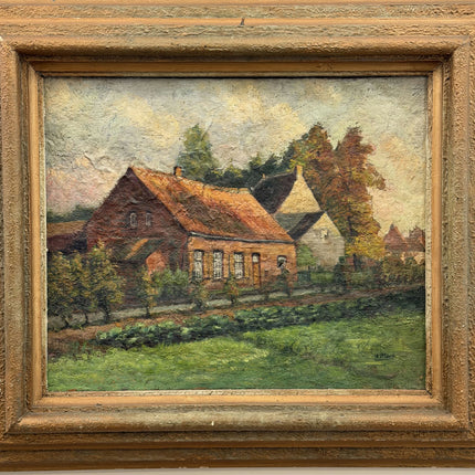 Traditional Scenery Oil Painting "Thatched Cottage" Vintage Artwork Holland Art Shop