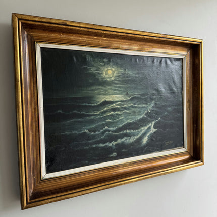 Authentic Seascape Oil Painting "Moonlit Sea" Refined Large Artwork Holland Art Shop