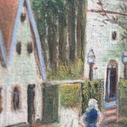 Vintage Cityscape Oil Painting "Village Canal" Traditional Artwork Holland Art Shop