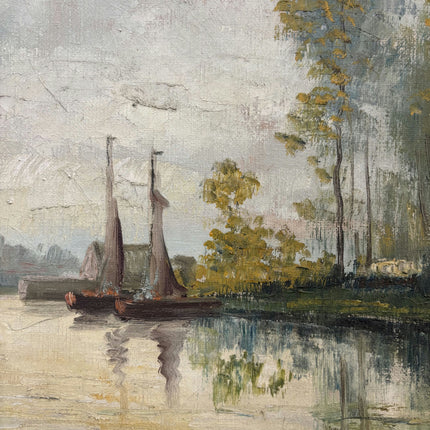 19th Century Antique Seascape Oil Painting "Sailing Boat" Large Art Holland Art Shop