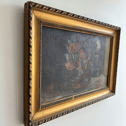 1924 Antique Floral Still Life Oil Painting "Gilded Frame" French Art Holland Art Shop
