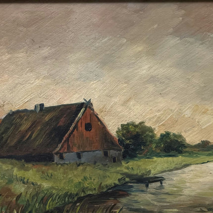 Original Landscape Oil Painting "River Bank" Expressive Small Artwork Holland Art Shop