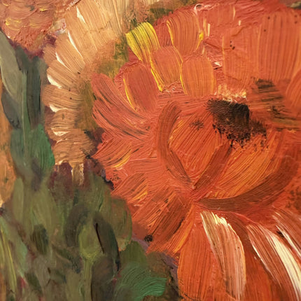 Authentic Floral Still Life Oil Painting "Orange Flowers" Timeless Artwork Holland Art Shop