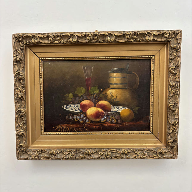 Authentic Still Life Oil Painting "Peach Plate" Rustic Art Holland Art Shop