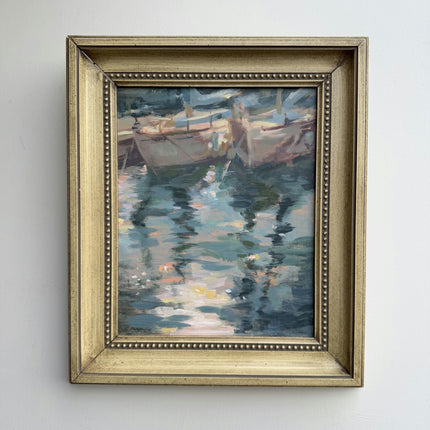Timeless Harbor Scene Oil Painting "Painted Water" Rustic Art Holland Art Shop