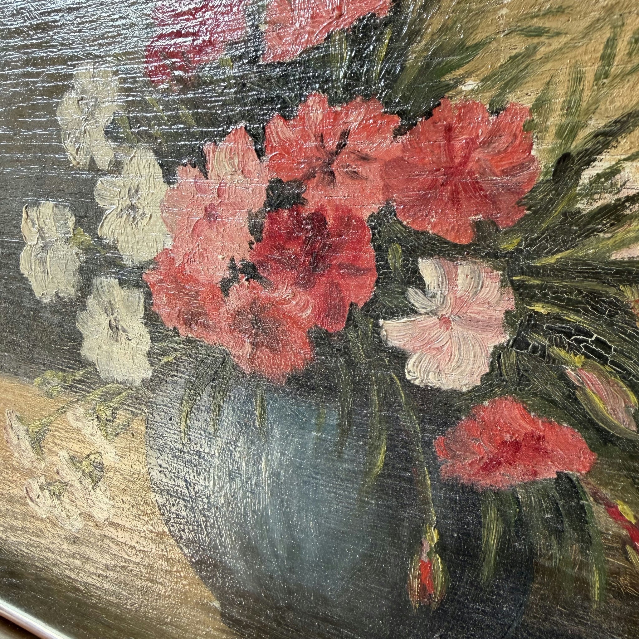 Detailed Flowery Still Life Oil Painting 