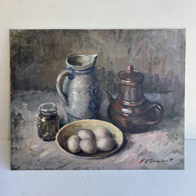 Handcrafted Still Life Oil Painting "Bowl Eggs" Detailed Artwork Holland Art Shop
