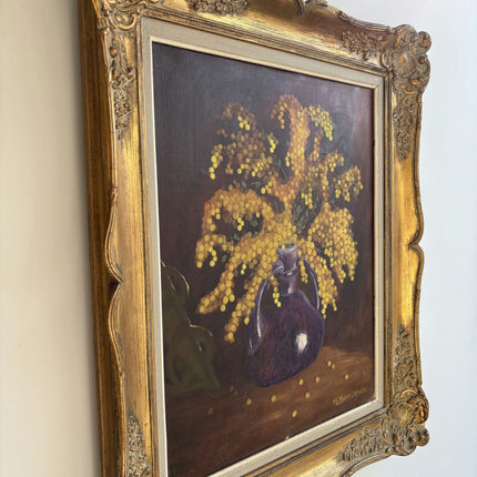 Expressive Floral Still Life Oil Painting "Purple Vase" Elegant Artwork Holland Art Shop