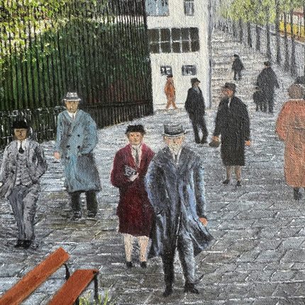 Rustic Cityscape Oil Painting "City Pedestrians" Handcrafted Art Holland Art Shop