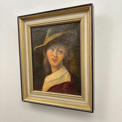 Classic Portrait Oil Painting "Young Woman" Rustic Small Artwork Holland Art Shop