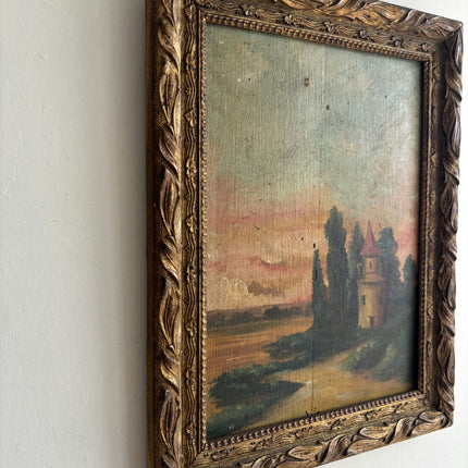 Authentic Landscape Oil Painting "Tower Turret" Expressive Small Artwork Holland Art Shop