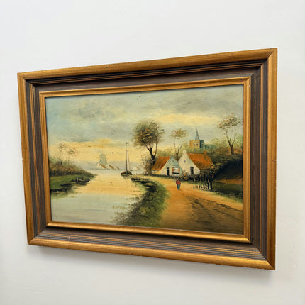 Elegant Scenery Oil Painting "Wooden Frame" Handcrafted Large Artwork Holland Art Shop