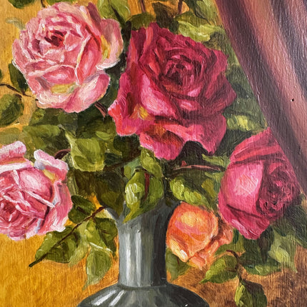 Original Floral Still Life Oil Painting "Rose Vase" Vintage Art Holland Art Shop