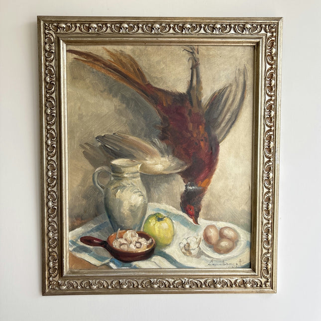 Original Still Life Oil Painting "Fallen Pheasant" Rustic Large Artwork Holland Art Shop