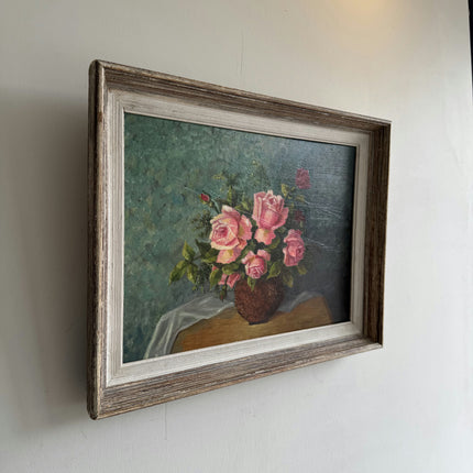 Expressive Floral Still Life Oil Painting "Pink Roses" Handcrafted Art Holland Art Shop