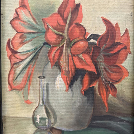 Elegant Flowery Still Life Oil Painting "Green Hill" Expressive Small Artwork Holland Art Shop
