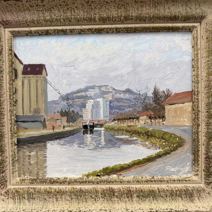 Handcrafted Cityscape Oil Painting "Curving Canal" Elegant Small Artwork Holland Art Shop