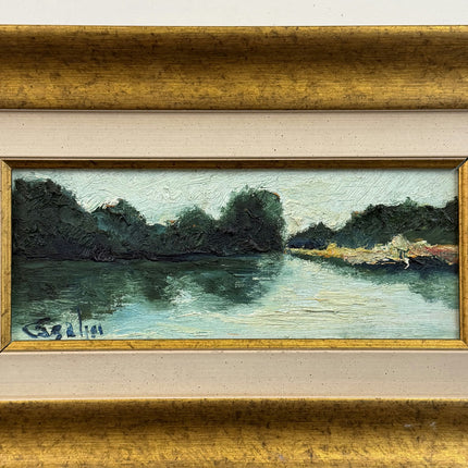 Vintage Landscape Oil Painting "Gold Frame" Detailed Small Art Holland Art Shop