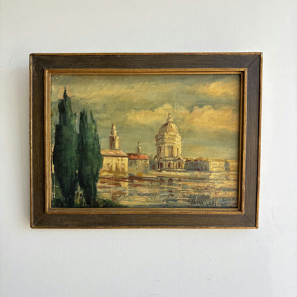 Handcrafted Cityscape Oil Painting "Domed Building" Timeless Small Artwork Holland Art Shop