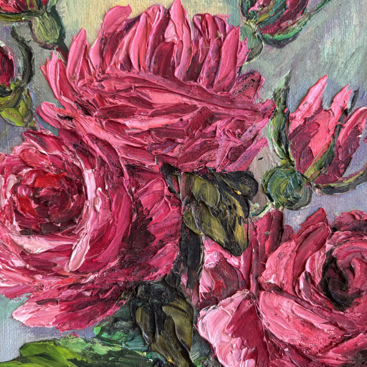 Expressive Floral Still Life Oil Painting 