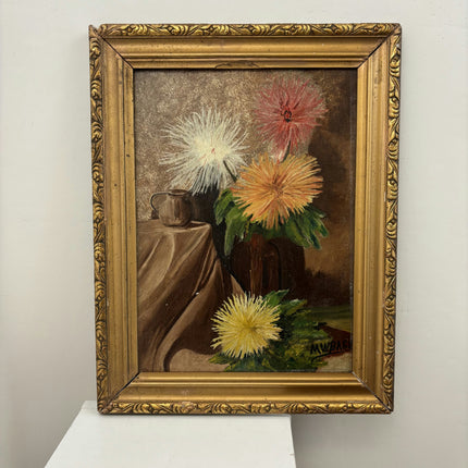 Authentic Interior Oil Painting "Spiky Chrysanthemum" Handcrafted Art Holland Art Shop
