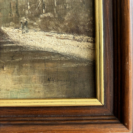 Detailed Winter Landscape Oil Painting "Row Of Trees" Classic Small Art Holland Art Shop