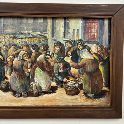 Handcrafted Figurative Oil Painting "Market Crowd" Authentic Large Artwork Holland Art Shop