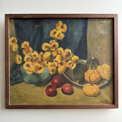 Vintage Floral Still Life Oil Painting "Yellow Bouquet" Authentic Art Holland Art Shop