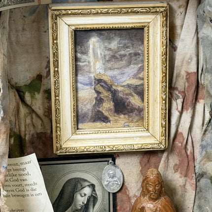 Elegant Mixed Media "Wooden Saint" Original Small Art Holland Art Shop