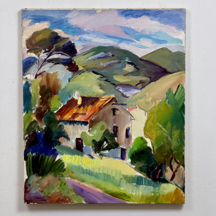 Original Landscape Oil Painting "Country House" Vintage Artwork Holland Art Shop