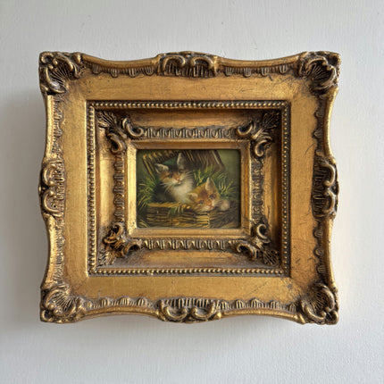 Refined Animals Oil Painting "Gilded Frame" Elegant Small Artwork Holland Art Shop