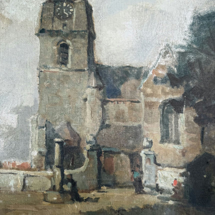 Rustic Cityscape Oil Painting "Clock Tower" Timeless Art Holland Art Shop