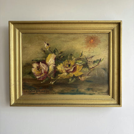 1936 Floral Still Life Oil Painting "Yellow Roses" Art Holland Art Shop