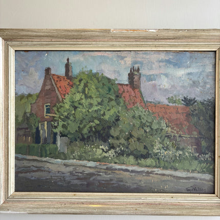 Handcrafted Landscape Oil Painting "Tiled Roof" Detailed Artwork Holland Art Shop