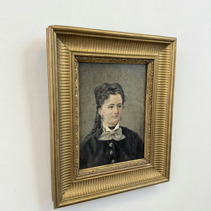 19th Century Antique Portrait Oil Painting "Seated Woman" Small Art Holland Art Shop