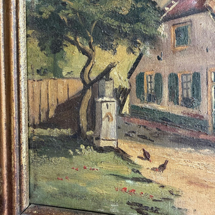 Detailed Cityscape Oil Painting "Village House" Handcrafted Small Art Holland Art Shop