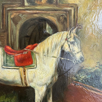 Expressive Animals Oil Painting "White Horse" Handcrafted Small Art Holland Art Shop