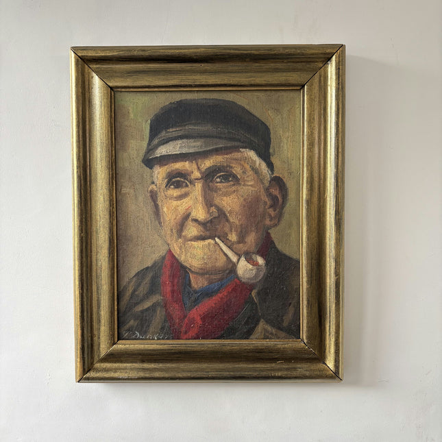 Refined Portrait Oil Painting "Smoking Man" Detailed Small Art Holland Art Shop