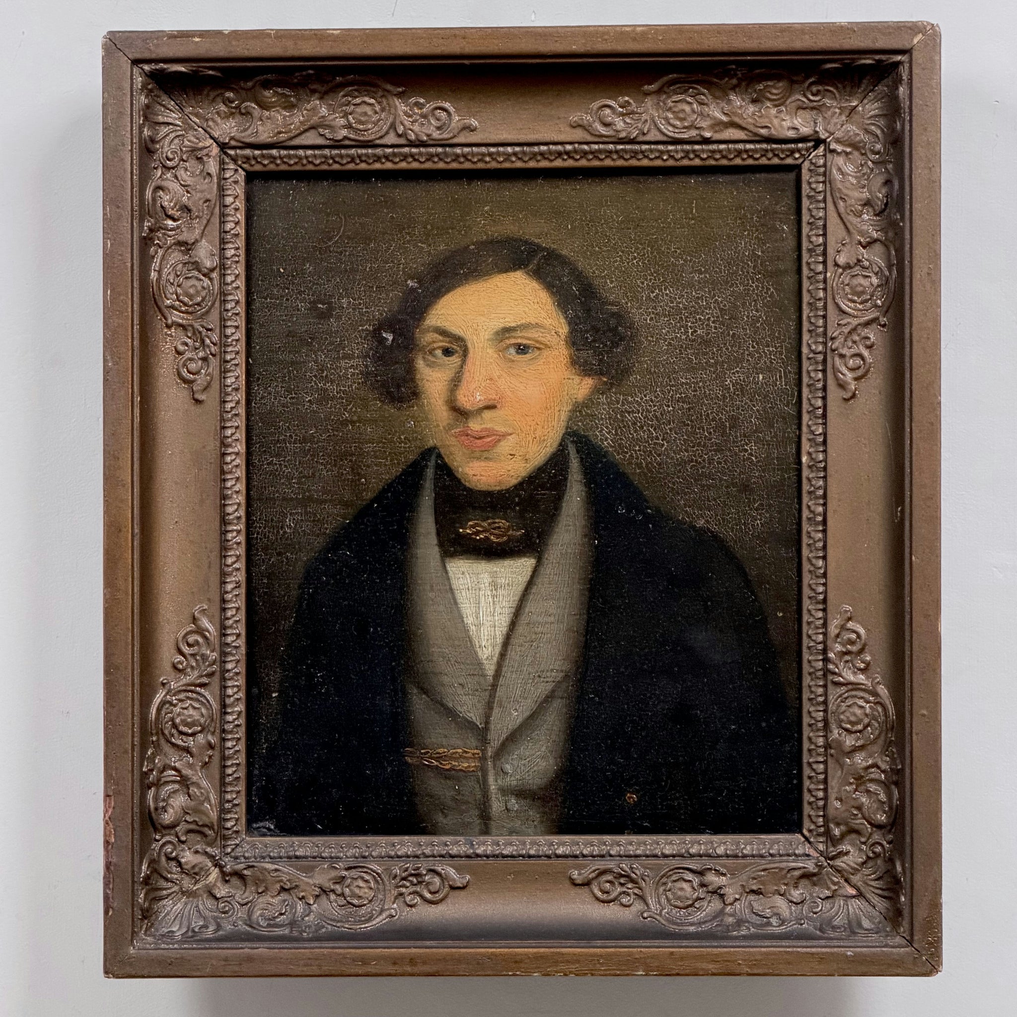 1850 Antique Portrait Oil Painting 