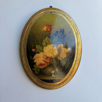 Traditional Floral Still Life Oil Painting "Oval Frame" Elegant Small Artwork Holland Art Shop