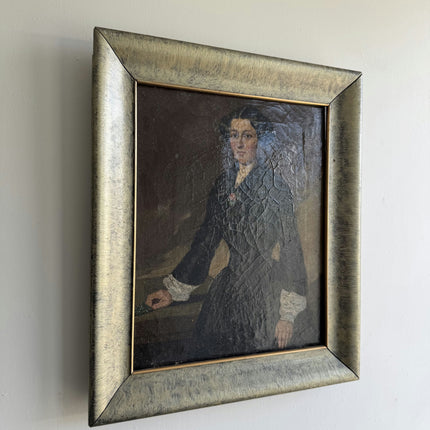 19th Century Antique Portrait Oil Painting "Seated Woman" Small Art Holland Art Shop