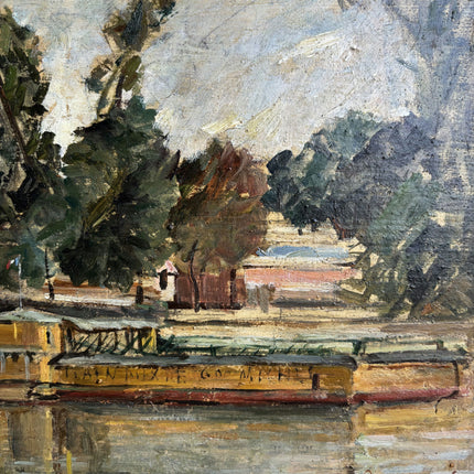 Vintage Harbor Scene Oil Painting "Golden Frame" Timeless Art Holland Art Shop