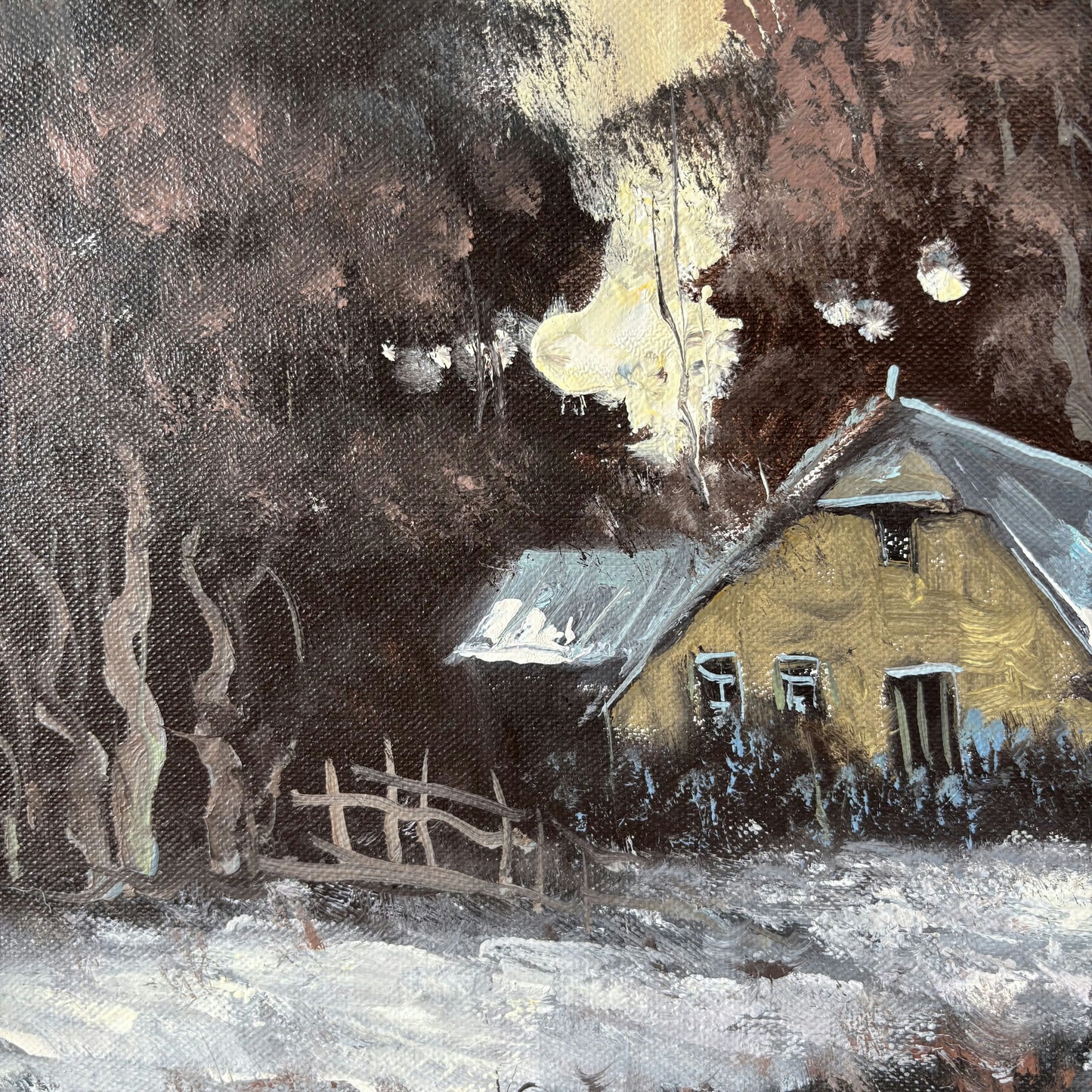 Refined Oil Painting Winter Landscape "Winter Trees" Figurative Large Artwork