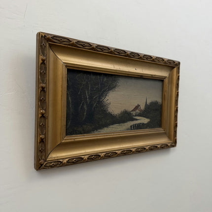 Vintage Landscape Oil Painting "Gilded Frame" Handcrafted Small Artwork Holland Art Shop