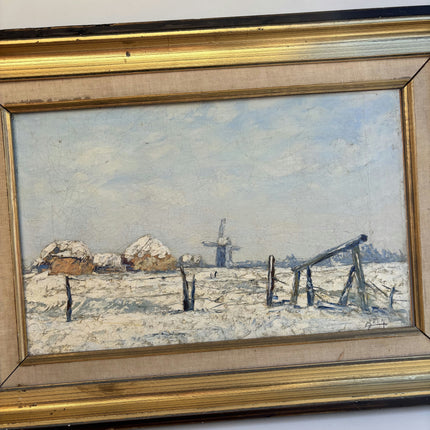 Expressive Winter Landscape Oil Painting "Snow Fence" Detailed Art Holland Art Shop