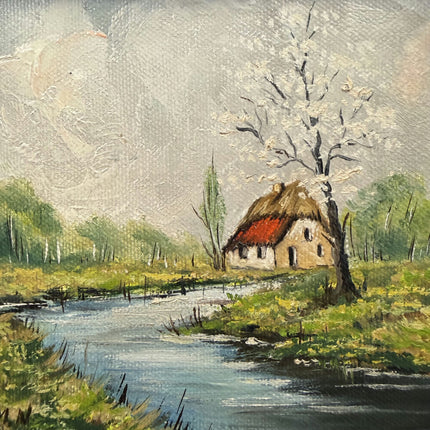 Detailed Landscape Oil Painting "Wooden Frame" Handcrafted Small Art Holland Art Shop