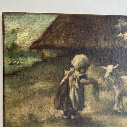 Rustic Figurative Oil Painting "Woman Figure" Traditional Small Artwork Holland Art Shop